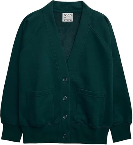 Girls & Boys School Cardigan Fleece Sweatshirt | Warm Soft Durable Uniform Layer for Kids 2–13 Years & Adults | Classic Everyday Smart Casual Schoolwear Pullover