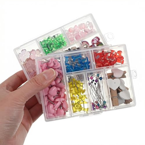 Bruislard 2 Pcs 6 Grids Clear Plastic Storage Box with Dividers, Bead Storage Box Compartment Storage Boxes for Bead Jewelry Screws Small Items DIY Crafts Accessories