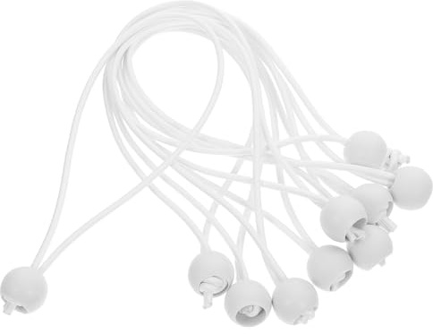 MAJORMENCH Lot de 10 Cordons Élastiques à Boule Blancs 20 Cm, Fixations Résistantes aux Intempéries pour Parasols et Bâches, Sangles Élastiques Multifonctions pour Camping et Plein Air