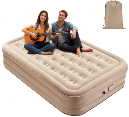 Single Air Bed,Single Inflatable Mattress with Built-in Electric Pump,Blow Up Bed,Flocked Surface,Bed for Home,Camping and Guests(90x190x40)