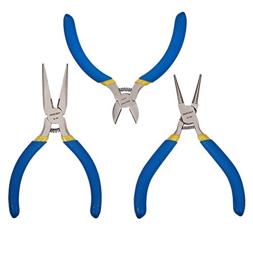 BENECREAT Set di pinze per gioielli per la creazione di gioielli, pinze a naso lungo, pinze per taglio laterale, pinze a naso rotondo