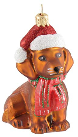 440s Glashänger Hund Weihnachts-Dackel braun | PP-1889