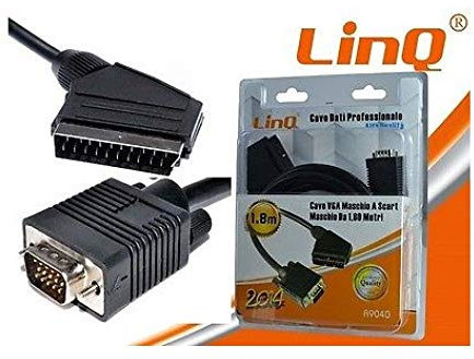 OISE ART STORE Trade Shop - Cavo Dati da Vga Maschio A Scart Maschio da 1,8m 1.8 Metri Linq A9040