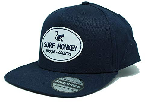 Marineblau Snapback-Cap für Männer - Surf Monkey® - Flacher Schirm - Strukturiertes Snapback-Design mit 5 Panelen - Snapback-Verschluss im Retro Style