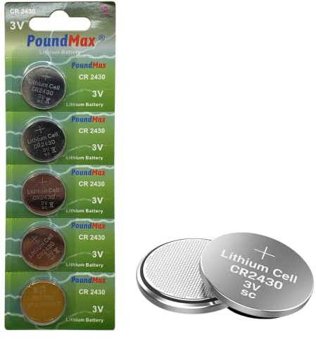 PoundMax 2430 CR2430 DL2430 - Batterie a bottone al litio, 3 V, 5 pezzi