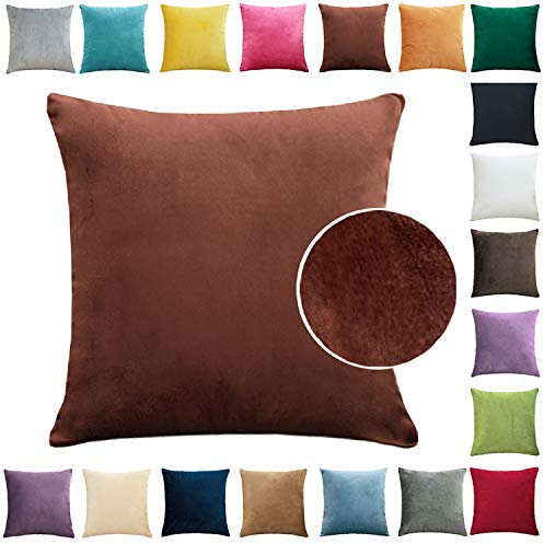 Brfash Samt Kissenbezug Kissenhülle Dekoration Sofa Schlafzimmer Home Car kissenhüllen mit verdecktem Reißverschluss Kissenbezug 1 Pcs Rotbraun 16x16/40X40CM