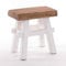 DESIGN DELIGHTS RUSTIKALER Holz HOCKER Vintage 40 | Recycling Hartholz, 43x45x27 cm (HxBxT) | Sitzhocker aus Massivholz, Schemel | Farbe: 06 weiß-Landhaus