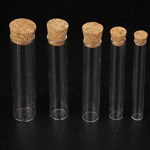 XUBF-GUAN, 5pcs Oute Durchmesser 12mm 15MM 18MM 20MM 25MM 30MM 35MM 40mm Laborglas Reagenzglas Flachboden mit Holz Stopper Thermostabilität (Capacity : 12x100mm)
