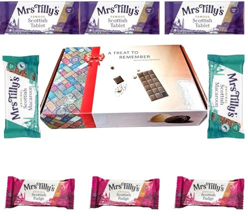 Mrs Tilly's Luxury Gourmet tablet Selection Hamper (Pack of 8 Bars) - 3x Scottish Tablets, 3x Scottish Fudge, 2x Scottish Macaroon Gift Hamper - Perfect Present for Any Occasion