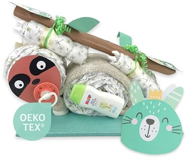 Windeltorte Faultier - Babygeschenk, für deine Babyparty - Premium Windelgeschenk mit LILLYDOO Windeln