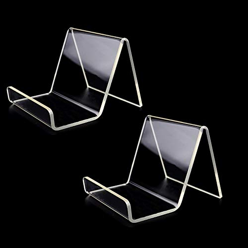 2 Stück transparente Acryl-Schuhhalter schräg Display Ständer Telefon Brieftasche Menü Poster Prospekthalter Anlehnung