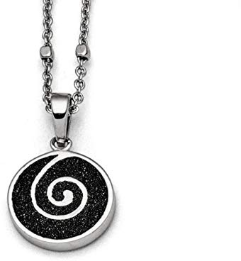 DUR Anhänger Lavasandspirale 2.0 für Halskette aus 925 Sterling Silber mit Lavasand, Silber/Schwarz, 13 mm, P3768