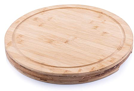 Vitinni Bamboo Chopping Board, Round Cutting Board, Chopping Boards for Kitchens, Home Essentials, Thick and Durable, Eco-Friendly Cutting, 38 x 38 x 4cm