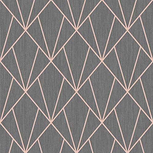 Muriva Indra Rose Gold Wallpaper 154105 - Feature Chic Metallic Geometric
