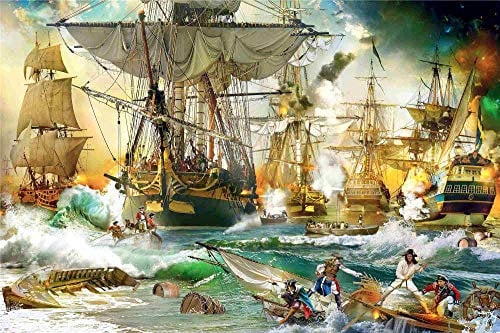 FDGJWE Jigsaw Puzzles 1000 Piece for Adults Wooden Sailing War Puzzle Home Decor Ocean Jigsaw Puzzles.(29.52''X19.68'')