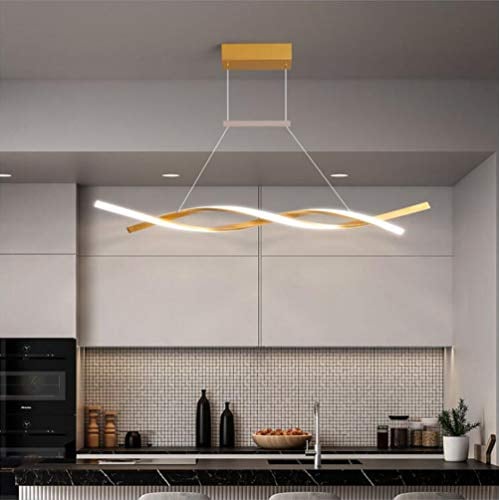 LED Pendelleuchten Gold Esstisch Esszimmer Lampen Hängelampe Moderne Dimmbar Mit Fernbedienung Hängeleuchte Wohnzimmer Küchenlampen Hängend Leuchte für Büro Couchtisch Hotel Bar Deko Decke Pendellamp