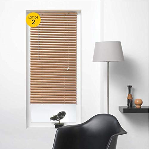 CDAFFAIRES Lot de 2 Stores vénitien Pose Facile à lamelles 40 x 130 cm Aluminium Cuivre