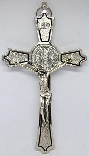 GTBITALY 10.287.11 Geformtes Benedikt-Kreuz emailliert mit schwarzer Linie mit Geschenkbox und Gebet in 3 Sprachen 20 cm Priester Exorzismus Nonne Kirche