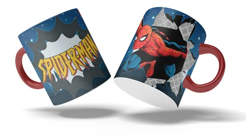 Taza superhéroe tela araña - Cerámica Alta Resistencia 330 mL - Apta Microondas y Lavavajillas - Regalo Original