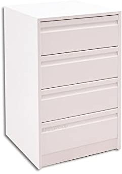 arelwood . com - Cajonera para Armario, Completamente Montada, Frente Postformado, Color Blanco, 45 cm Ancho x 55 cm Fondo - 4 Cajones 16 cm. Alto 72.8 cm. Entrega A PIE DE Calle