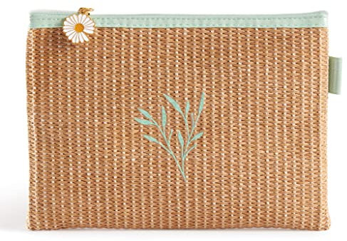 Miquelrius - Trousse rectangulaire Plate, Trousse de Toilette 150 x 210 x 10 mm, Collection Garden Memories, Rafia