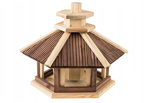 Vogelhäuschen, Vogelhaus aus Holz, Vogelhäuschen, Nistkasten, mit Ständer (Braun, XXXL)