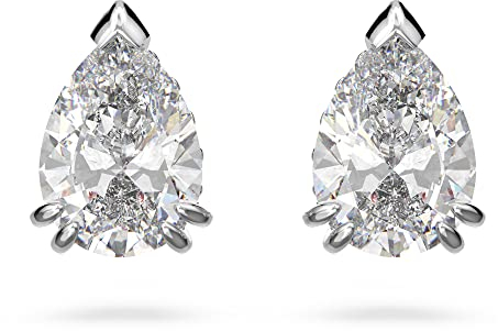 Swarovski Stilla Ohrstecker, Tropfenschliff, Weiß, Rhodiniert