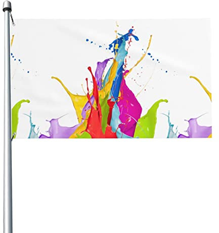 Gartenfahne Bunte Spritzer Isoliert Aufdruck Hausfahne Mit Fahne Dekoration Gartenhaus Banner Für Den Außenbereich 152x90cm