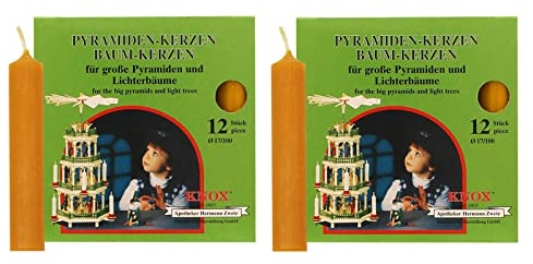 OLShop AG Knox Pyramidenkerzen Natur, 2er Pack (2 x 12 Stück), Größe: ca. 17 x 100 mm Weihnachtskerzen