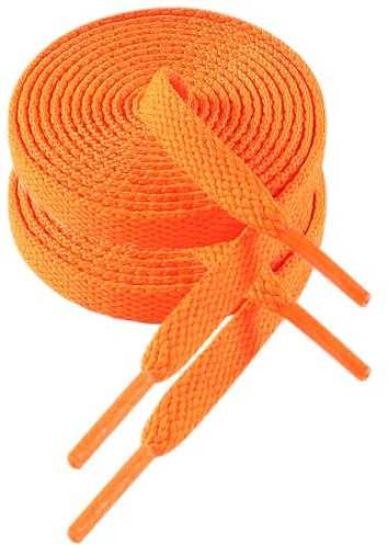 VSUDO 120 cm Longueur Lacets Orange Plats de Baskets, 8mm Sneaker Shoelace, Lacets Sport de Remplacement pour Femme ou Homme (2 Paire-Orange-120cm)