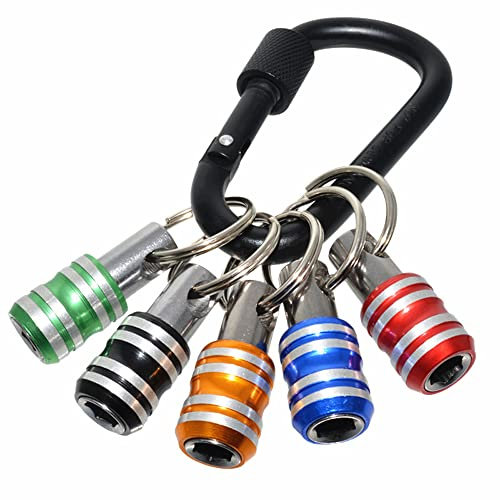 Fongmore 5Pcs Hex Shank Screwdriver Bits Holder Key Chain Extension Bar Portable Bit Holder Quick Change Screw Adapter Drill Bits with Hook