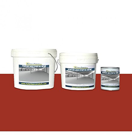 MATPRO - Peinture Epoxy Sol, Mur - Sans Solvant, Auto-Lissant - pour Support Intérieur, Avec/Sans Pente, Travaux Neuf/Réparation - Satiné - Rouge - 20Kg
