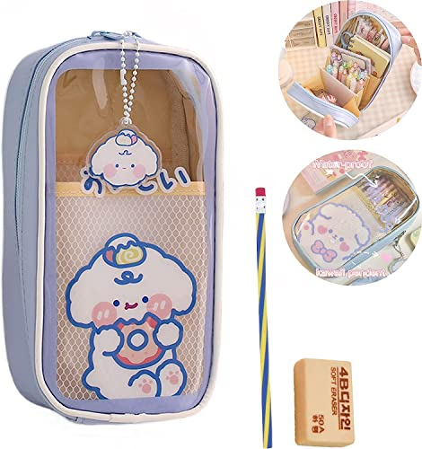Bleistift Tasche Leinwand Süß Niedlich Cartoon Haustier Schreibwaren Organizer Ständer Bleistifthalter für Jungen Mädchen Kawaii Mäppchen für Schule Büro (Violett)