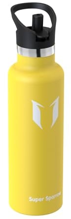 Super Sparrow Water Bottle Stainless Steel 18/10 - Ultralight Metal Water Bottle - 350ml - Insulated Water Bottles - Water Bottle with Straw Lid - Flask for Gym, Travel, Sports