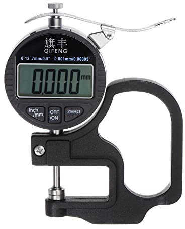 sourcing map Digital Thickness Gauge 0.001mm/0.00005, Range 0-12.7mm/0.5 Electronic Micrometer Thickness Measuring Tool with LCD Display, Inch/Metric