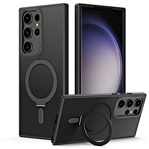 TECHGEAR Galaxy S23 Ultra Stand Case [Fusion Armour Ring] Hybrid Tough Rugged Protective Magnetic Kickstand Case, Wireless Charging Compatible Case for Samsung Galaxy S23 Ultra [Black]