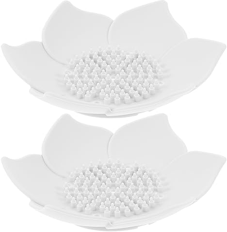 Zerodeko 2pcs Silicone Soap Dish Shower Steamer Holder Soap Dispenser Tray Soap Bar Holder Soap Tray Tub Tray Floral Soap Dish Cute Soap Dish Silica Gel Drain Tray Travel White Jewelry