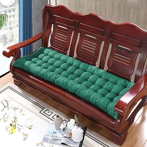 Xpnit Dicke Baumwollbank-Sitzkissen, 2- und 3-Sitzer, 8 cm dick, lang, Bank-Sitzkissen, Sofa-Bodenkissen, für Zuhause, Garten, drinnen und draußen (140 x 50 cm, Dunkelgrün)