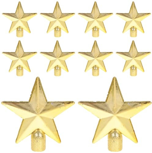 ifundom 10pcs Mini Christmas Tree Topper 6cm Small Christmas Star Mini Christmas Tree Star Topper for Xmas Party Holiday Home Decorations Golden