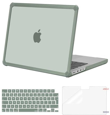 MOSISO Custodia Compatibile con MacBook Pro 14 Cover M4 M3 M2 M1 2025-2021 A3112 A3185 A3401 A2918 A2992 A2779 A2442, per Pro 14,2 Case Anti-Crepa Pesante TPU&Copritastiera&Pellicola, Verde Smeraldo