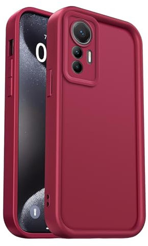 PanXCase Coque pour Xiaomi 12 Lite - Étui Silicone Souple Fine Légère Elegant Désign, Protection Caméra Antichoc Anti-Rayures Mince Housse (Vin Rouge)