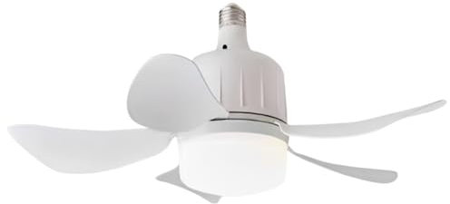 AVZYARDY LED Mini Ceiling Fan E27 Base Remote Control Indoor Ceiling Fan Light 3 Colors Dimmable Light Bulb Fan with Socket 3 Speeds 17.7 Inch for Bedroom Living Room Balcony (A)