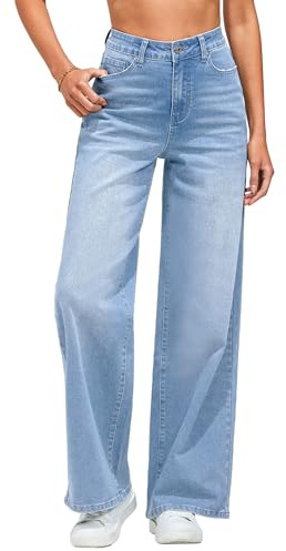 Vetinee Jean Femme Large Jean Boyfriend Femme Bleu Baie Taille X-Large Convient aux Tailles 46 à 48 de l'EU