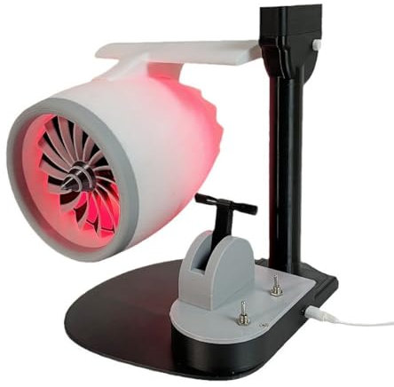 MAYYOONA Creative Turbo Desktop Fan with Light, 2-In-1 Turbo Fan for Desk, Jet Engine Fan,Adjustable Turbofan Engine Shape Cooling Fan, 2 in 1 humidifier and fan, Strong Airflow Low Noise (Red)