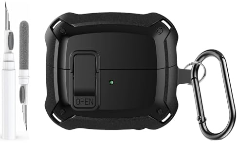Mizi Case for Samsung Galaxy Buds3 FE (2025) / Buds3 (2024) / Buds3 Pro (2024) with Cleaning Kit, Full Body Shockproof Hard Protection Design, Wireless Charging & Secure Lock Clip - Black