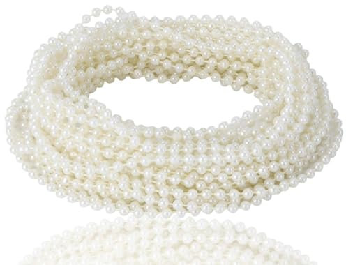 Perle artificiali, fili di perle da 10 m per decorare, ghirlanda di perle finte bianche, rocchetto di filo, decorazione per festa di nozze, decorazioni per albero di Natale (4mm beige)