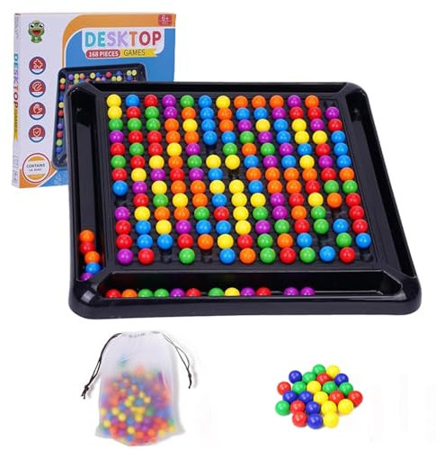 PASLFC Intellektuelles Schachbrett Doppelduell,168 Stück Brettspiel Kugeln,Elimination Brettspiel,Intellectual Chessboard,Rainbow Ball Brettspiel,Schachbrett Bunte Kugeln (Schachbrett -B)