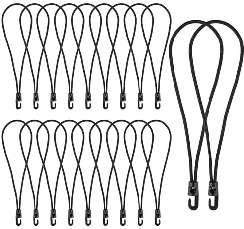 iCovalescent 20 Pièces Tendeur Elastique, Tendeurs Élastiques avec Crochets, pour Bannières, Bâches, Camping, Tentes(Noire, 26cm)