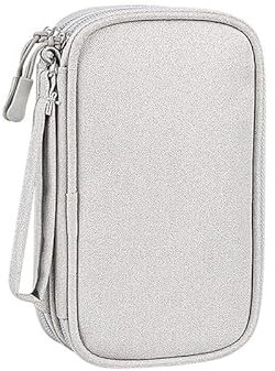 PAPOEEA Bolsa Cables de Viaje, Organizador de Cables, 3 Capas Bolsa Cables Organizador Estuche de Electrónicos Accesorios Cable Organizer Bag para Cable USB, Powerbank, Tarjetas de Memoria Gris