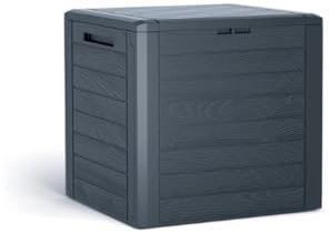Stolmet Garden Storage Box | Realistic Wood-Look Design | Weather-Resistant Outdoor Cushion Chest | 280L, 190L, 140L Capacity | Anthracite & Dark Brown (Anthracite, 140L)
